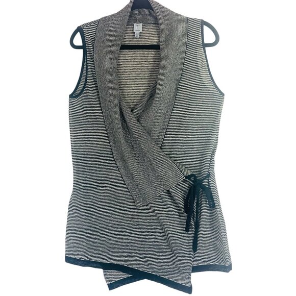 Drape Knit sleeveless vest Black/Gray/Short Sleeve Wrap Jacket Shawl Tristan - Picture 1 of 15